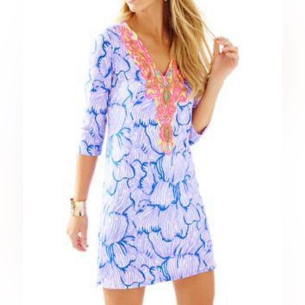 LILLY PULITZER BORDEAUX TUNIC DRESS in HOUSE OF NEMO print, Size M •NWOT•